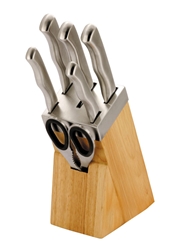 Wooden Knife Block 6Pc S/Steel Knives 