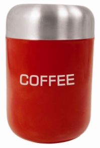 'Colours' Coffee Canister, Red, S/S Lid 