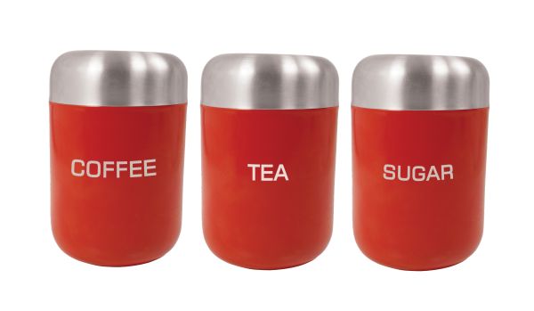 Colours T/C/S Canisters, Red, S/S Lid 