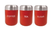 'Colours' T/C/S Canisters, Red, S/S Lid 