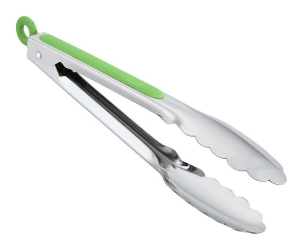 Tongs S/S Green Handle 23 Cm / 9Inch 