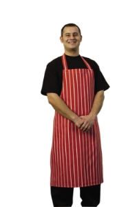 Butcher Stripe Apron Red 