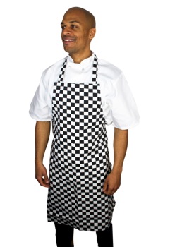 Bib Apron Black & White Check Large 