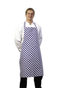 Bib Apron Blue & White Check 