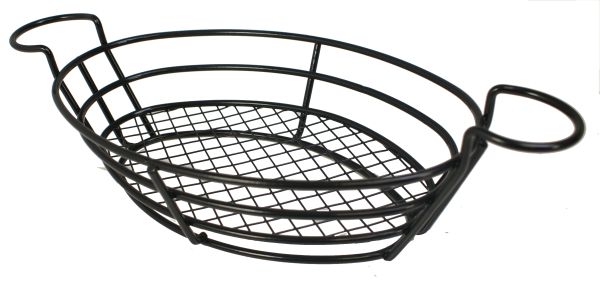 Black Oval Serving Basket W/Ramekin Holder 