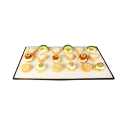 Contra Rect Platter Wht W/Blk Trim 30Cmx17Cm (3 Pack) 