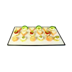 Contra Rect Platter White W/Black Trim 14Inch (2 Pack) 