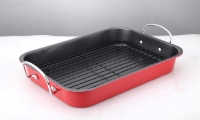 'Colours' Non-Stick Roaster& Rack 37X28Cm Red 