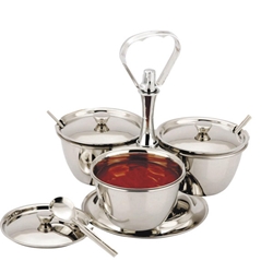 Relish Server Stainless Steel 3 Bowl 