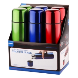 Colours Ss 0.5Ltr Bullet Flask, Pk6 Assortd 