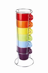 Colours 6Pc Mug Set With Stand - 220Ml 