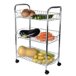 3 Basket Vegetable Rack H47Cm,W25.5Cm,L61Cm 