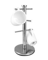 Chrome Mug Tree - To Hold 6 Mugs -  32Cm High 
